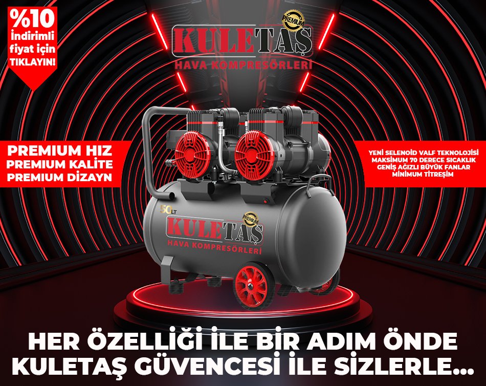 Kuletaş Premium 50 Litre Sessiz Yağsız Hava Kompresörü